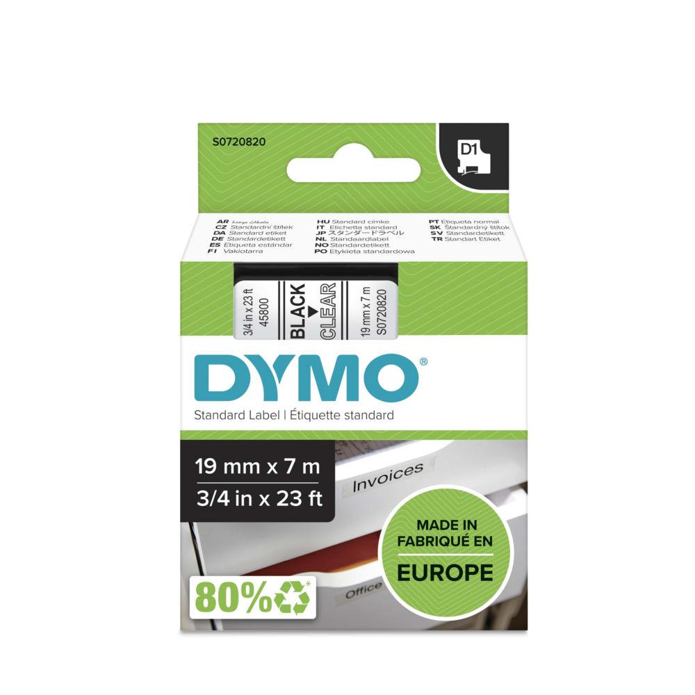 Ruban Dymo D1 - 45800 - Ruban noir/transparent - 19 mm x 7 m