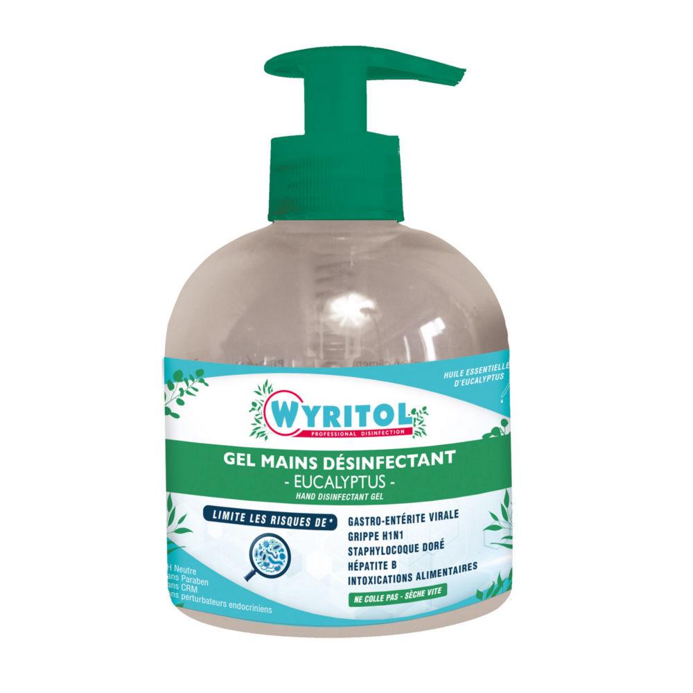 Gel hydroalcoolique Wyritol aux huiles essentielles d'eucalyptus - prvention covid - flacon pompe 300 ml - bouteille de 300 ml