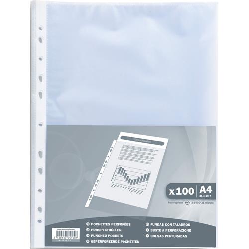 Sachet de pochettes perfores Exacompta A4 en polypropylne grain 3,8/100e