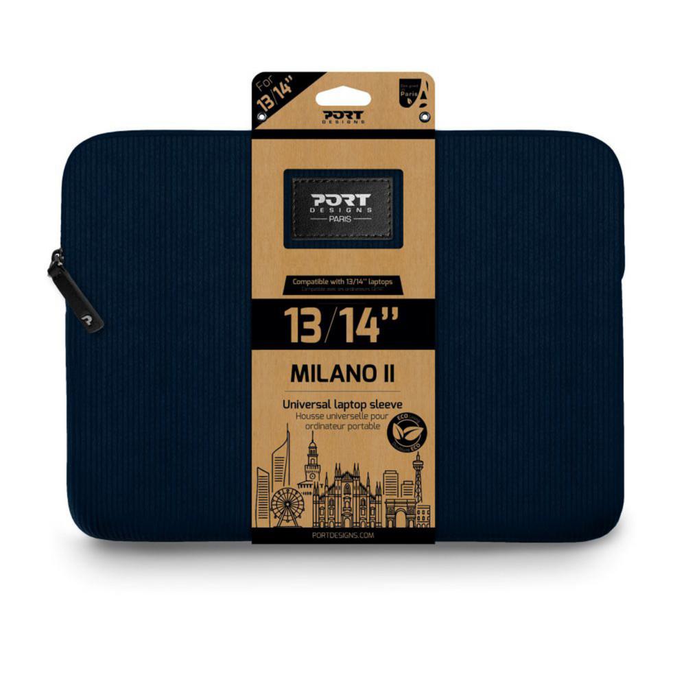 Housse PC Port Designs Milano II Eco 13 / 14" NAVY BLUE - Velour Bleu