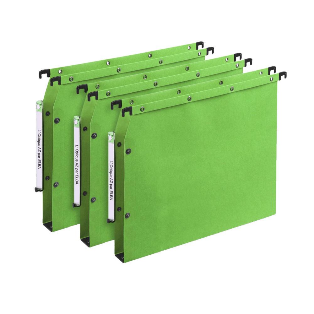 Dossiers suspendus AZV en carte Canson vert - pour armoire - fond 30 mm