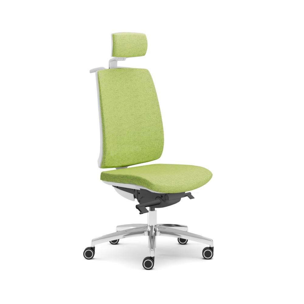 Si�ge de bureau Windsor avec appui-t�te et portemanteau - Blanc pi�tement alu , tissu Vert