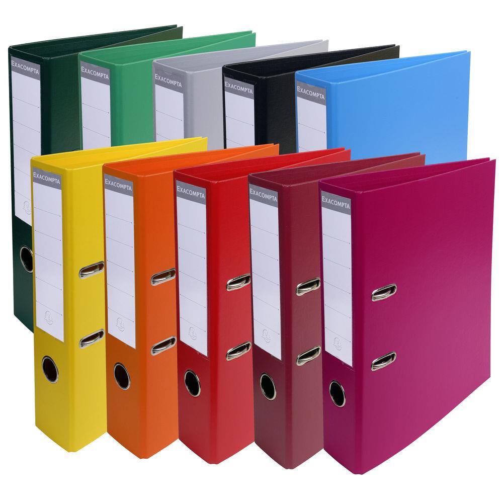 Classeur  levier A4 Exacompta Prem'Touch en carton recouvert de PVC - Dos 7 cm - Coloris assortis vifs