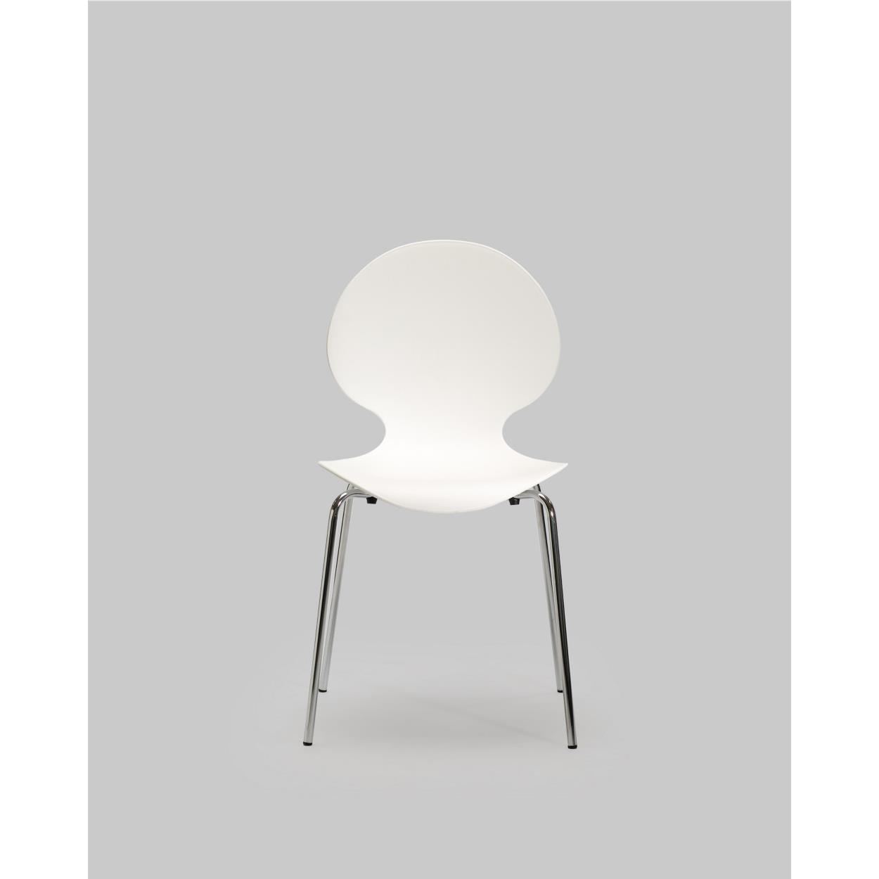 Chaise coque plastique empilable Elva en polypropyl�ne blanc - pieds chrom�s