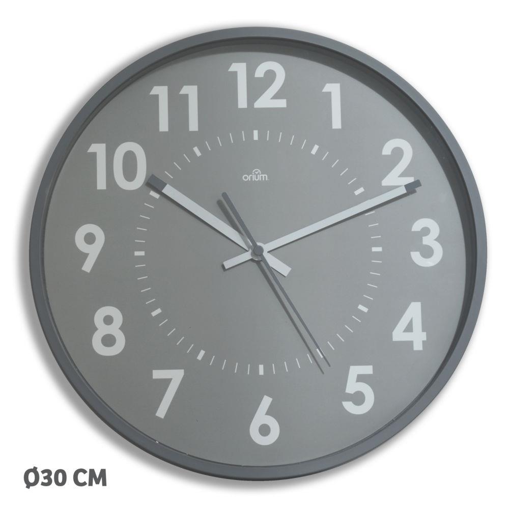Horloge murale silencieuse  quartz - diamtre 30 cm - aluminium
