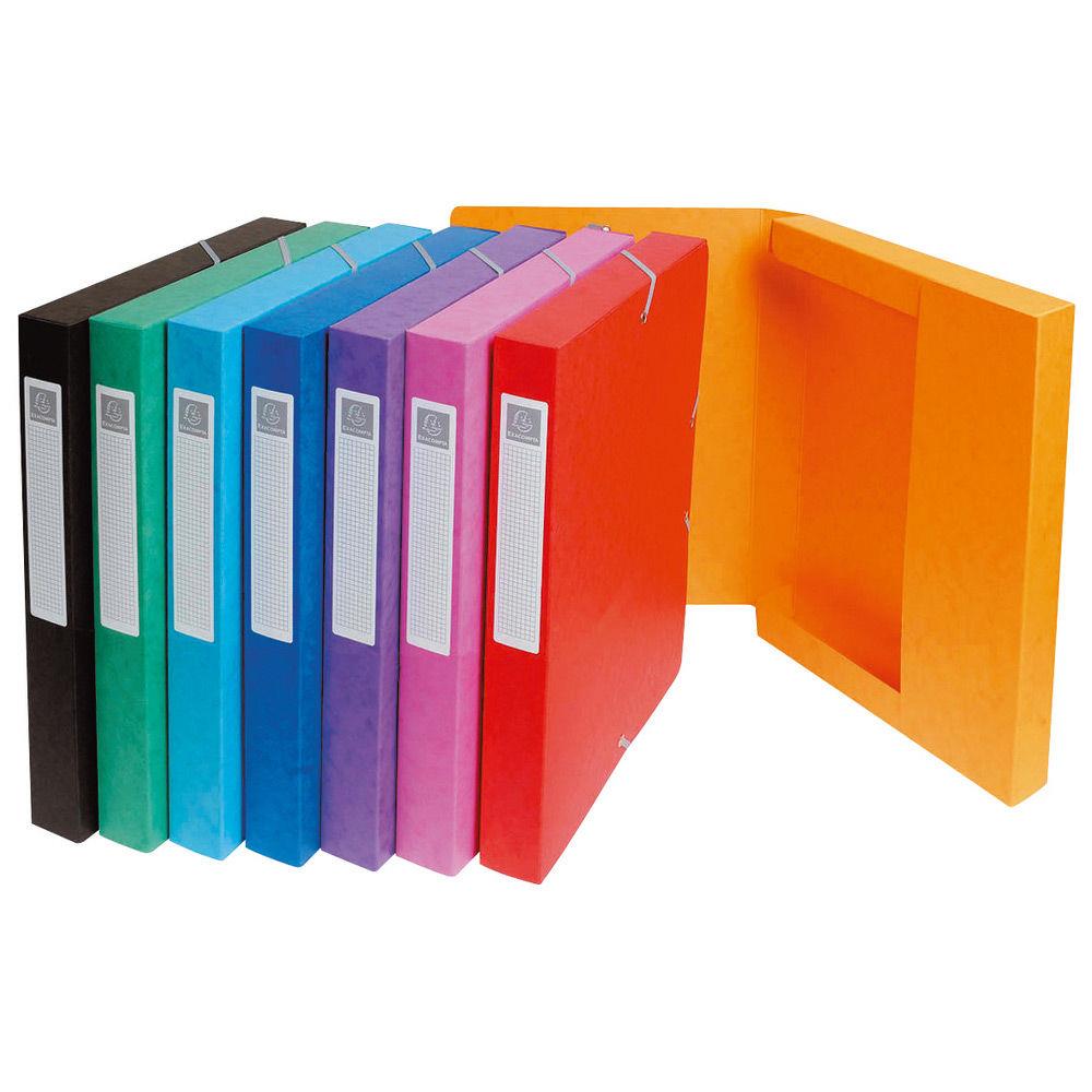 Bote de classement Exacompta Exabox - en carte lustre 7/10e - dos 2,5 cm - coloris assortis