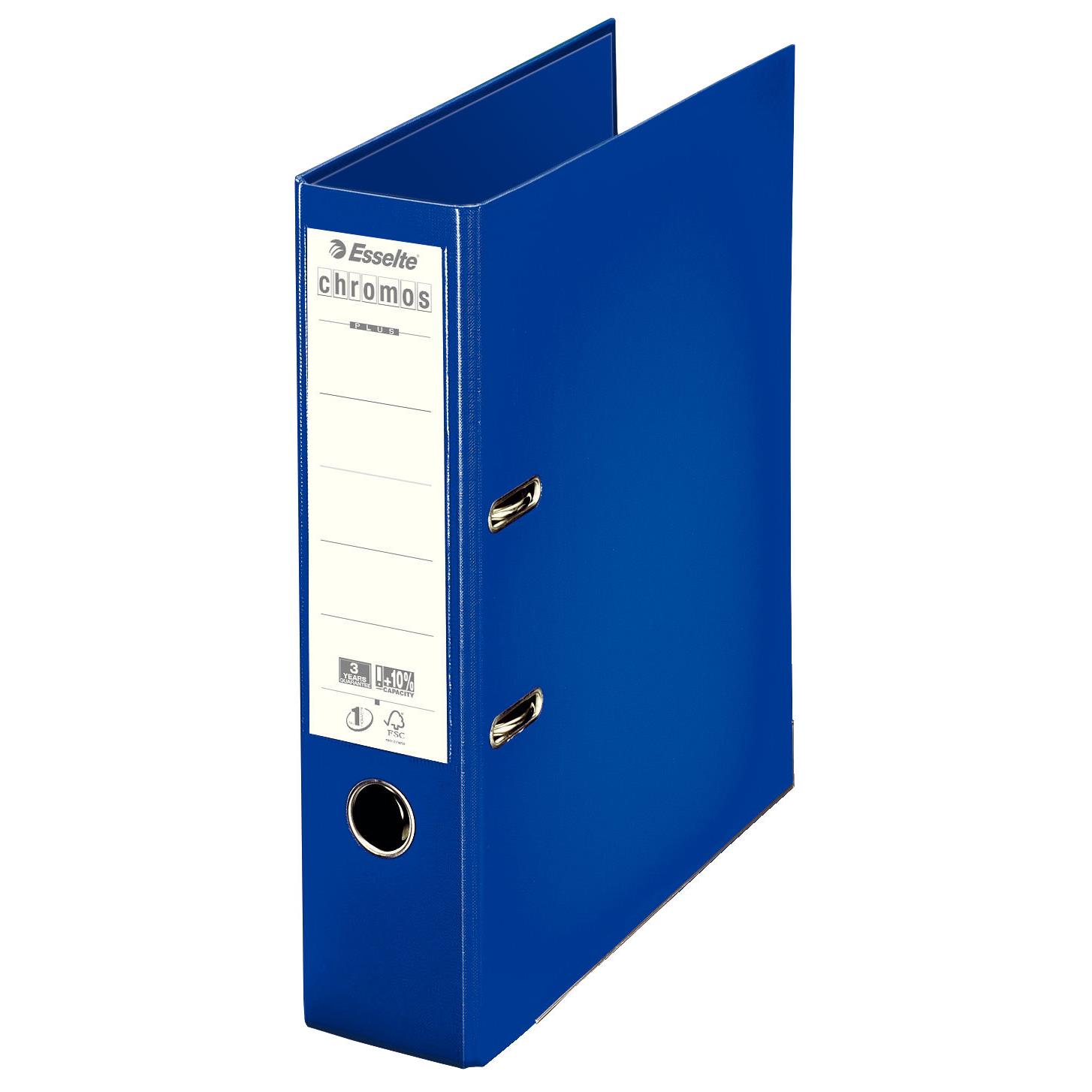 Classeur  levier Esselte Chromos Plus - polypropylne - dos 8 cm - A4 - bleu
