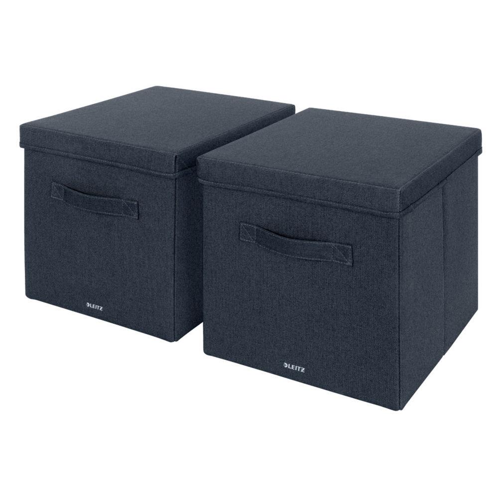 Bote de rangement en tissu Leitz grand format - Gris - Lot de 2