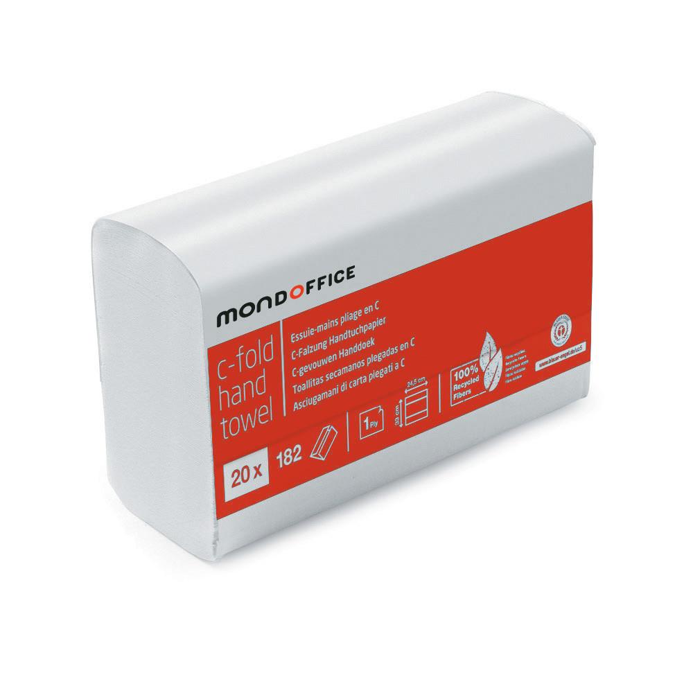 Essuie-mains RAJA pliage en C simple paisseur gaufrs recycls 168feuilles 330mm blanc naturel - lot de 24