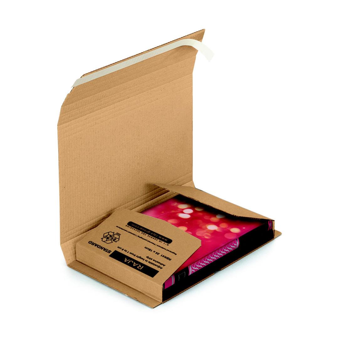 tui emballage postal carton brun RAJA avec fermeture adhsive - 24 x 18 cm - Livre, coffret cadeau