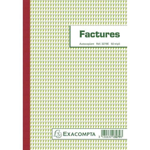 Manifold Factures Exacompta - 21 x 13,5 cm - 50 feuillets dupli auocopiants