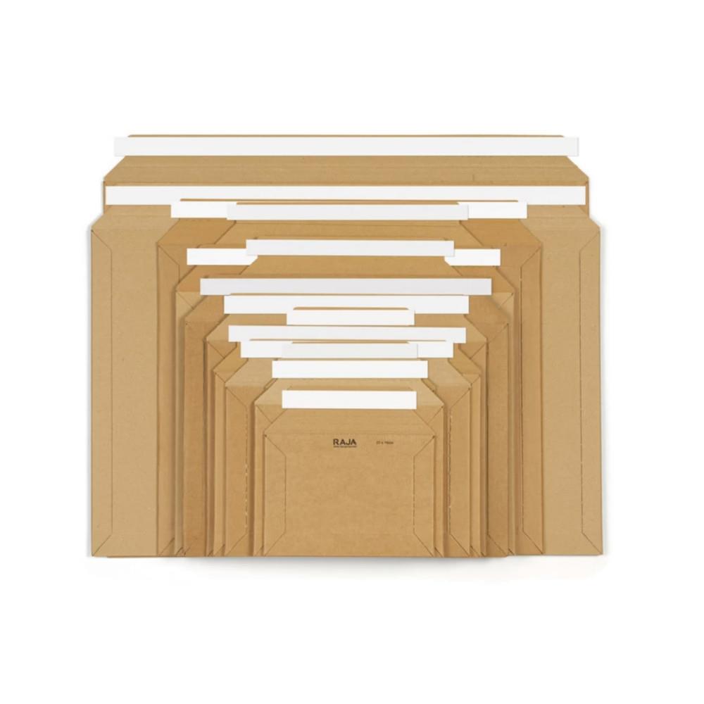 Pochette carton RAJA micro-cannel� rigide brune � fermeture adh�sive 53x43 cm - Lot de 100