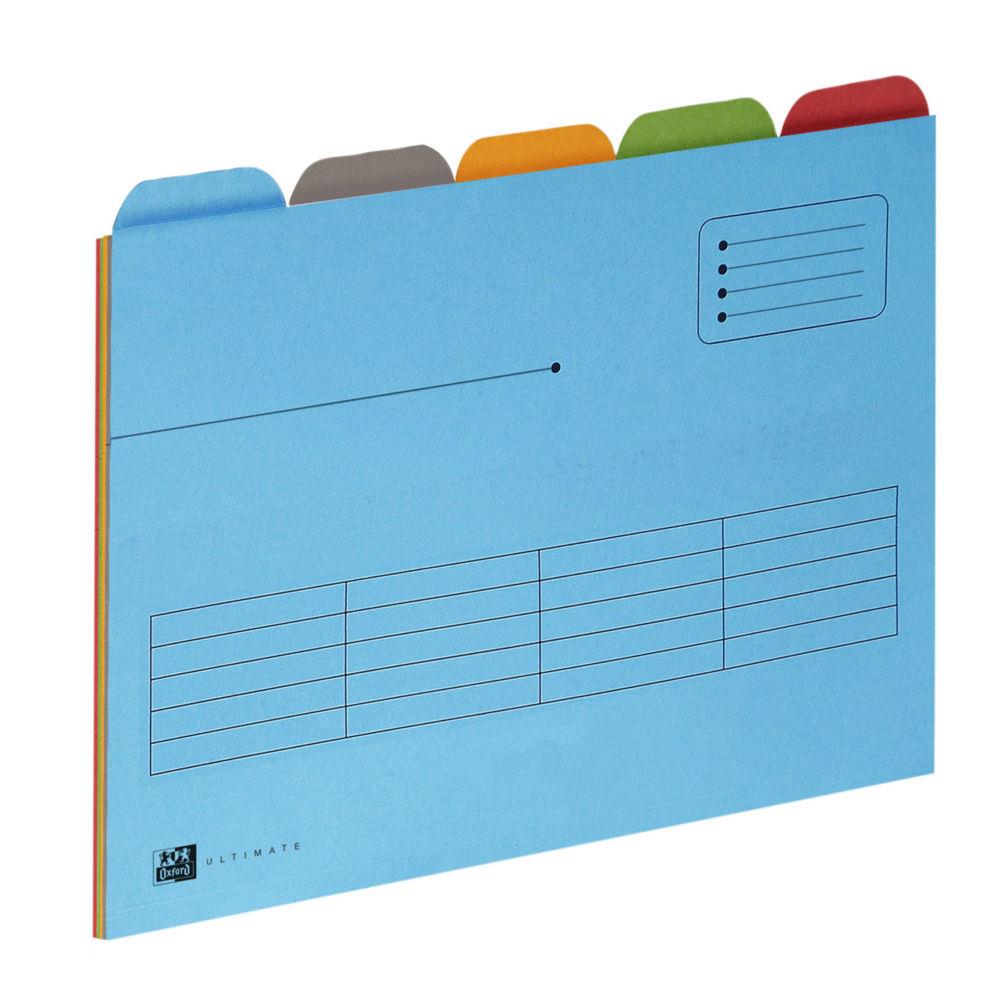 Chemise sous-dossier Ultimate&reg; 5 onglets - carte - assortis - lot de 5