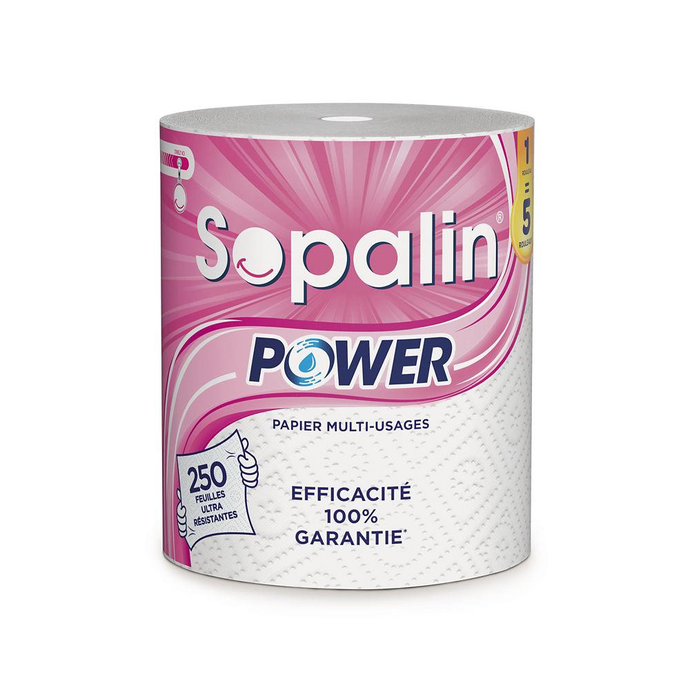 Essuie-tout Sopalin Power maxi bobine de 250feuilles gaufres blanches