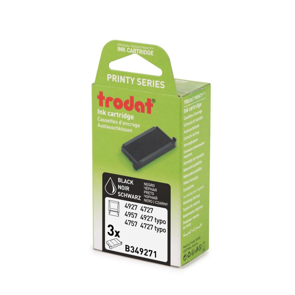 Cassette d'encre Trodat de rechange pour tampon Printy 4927 - Lot de 3 - Noir
