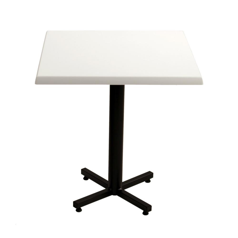 Table Brown plateau carr� 70x70cm Blanc - Pied central Noir