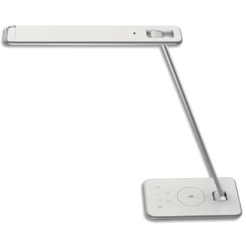 Lampe Led Unilux Jazz - interrupteur tactile - port USB - chargeur - tte 35xH47 cm, socle 12x20 cm - blanche