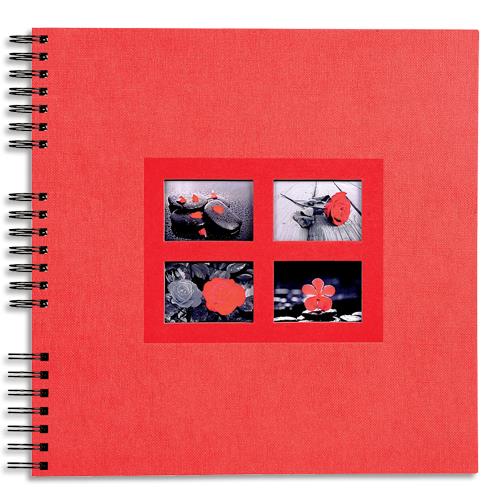Album photos  spirales Exacompta Passion - capacit 360 photos - pages noires - 32x32 cm - rouge