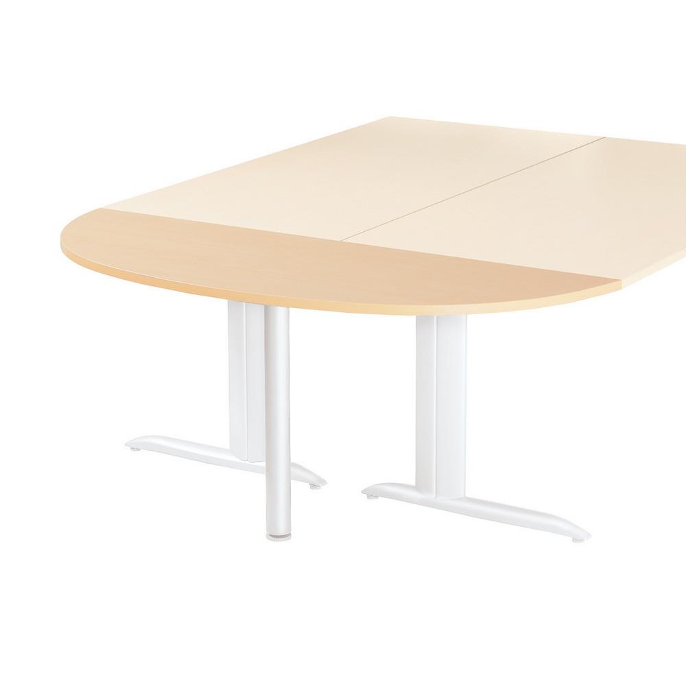 Extension Demi-lune Tempo L 160 x 60 cm - plateau blanc - pied tube rond blanc