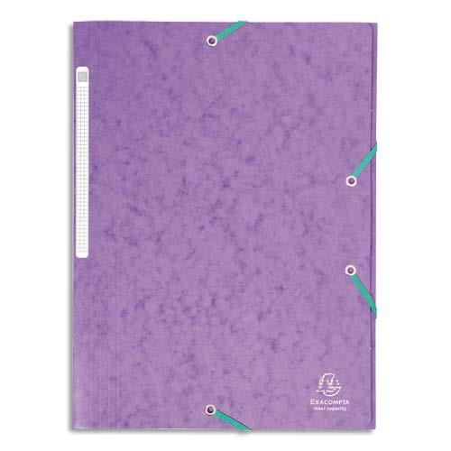 Chemise Exacompta Maxi Capacity - 3 rabats et lastique - carte lustre 425g - coloris mauve