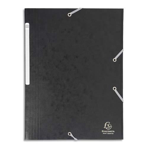 Chemise Exacompta Maxi Capacity - 3 rabats et lastique - carte lustre 425g - coloris noir