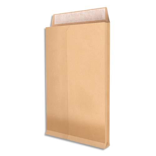 Pochettes kraft arm brun - 120 g - 3 soufflets de 5 cm - 26 : 270x365 mm - paquet de 25