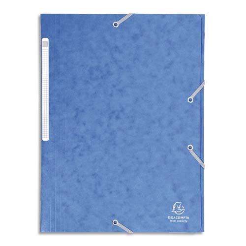 Chemise Exacompta Maxi Capacity - 3 rabats et lastique - carte lustre 425g - coloris bleu