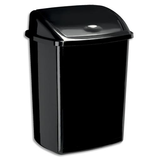 Poubelle  couvercle basculant CEP - en PP recyclable - 50 L - L40,5 x H68,5 x P31 cm - noire