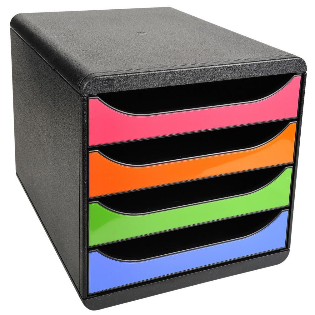 Module de classement Exacompta Big-Box Arlequin - 4 tiroirs - en PS - A4+ - L27,8 x H26,7 x P34,7 cm - noir