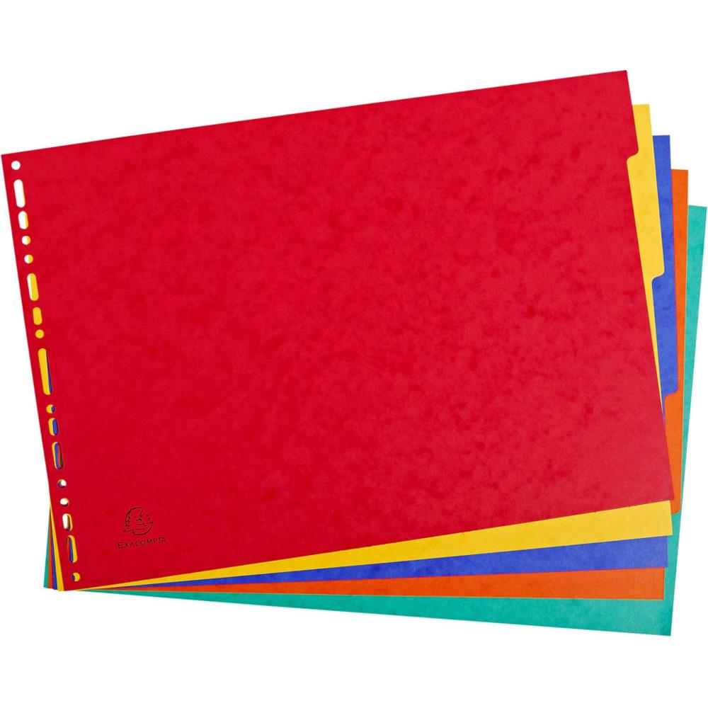 Intercalaires touches neutres Exacompta - carte 400g - A3 - 5 positions - coloris assortis