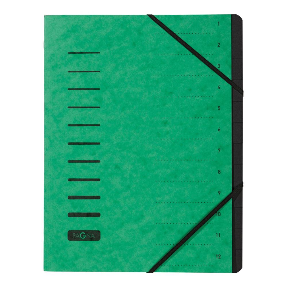 Trieur  lastiques en carte - 12 divisions - vert