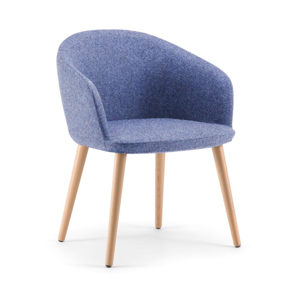 Fauteuil visiteur Isis Tissu laine et polyamide Bleu fonc Accoudoirs Dossier Pieds Bois en htre
