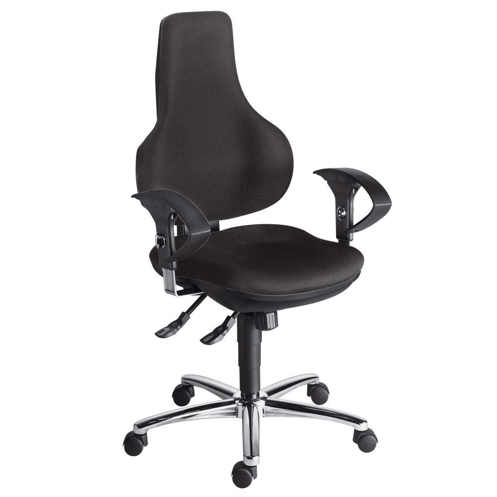 Sige de bureau Kesia Point - tissu rembourr - hauteur ajustable avec accoudoirs  roulettes - hauteur dossier 60 cm - noir