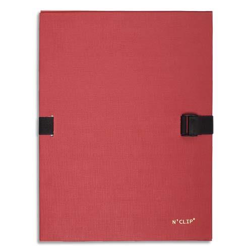 Chemise extensible 51215 de Claircell - dos 10 cm - recouverte de papier grain vernis - coloris rouge