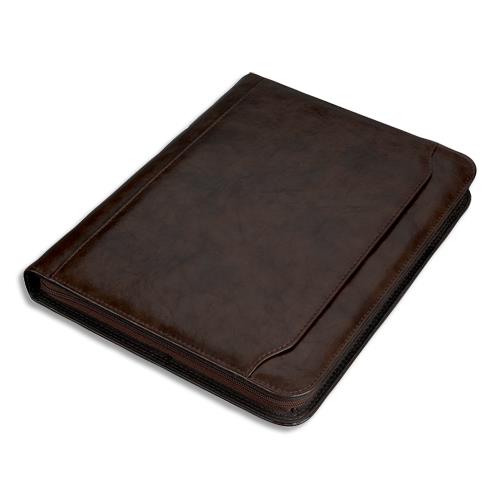 Conf�rencier Juscha Massa imitation cuir - 34 x 27x 4 cm - avec bloc/m�canisme 4 anneaux/calculatrice - marron