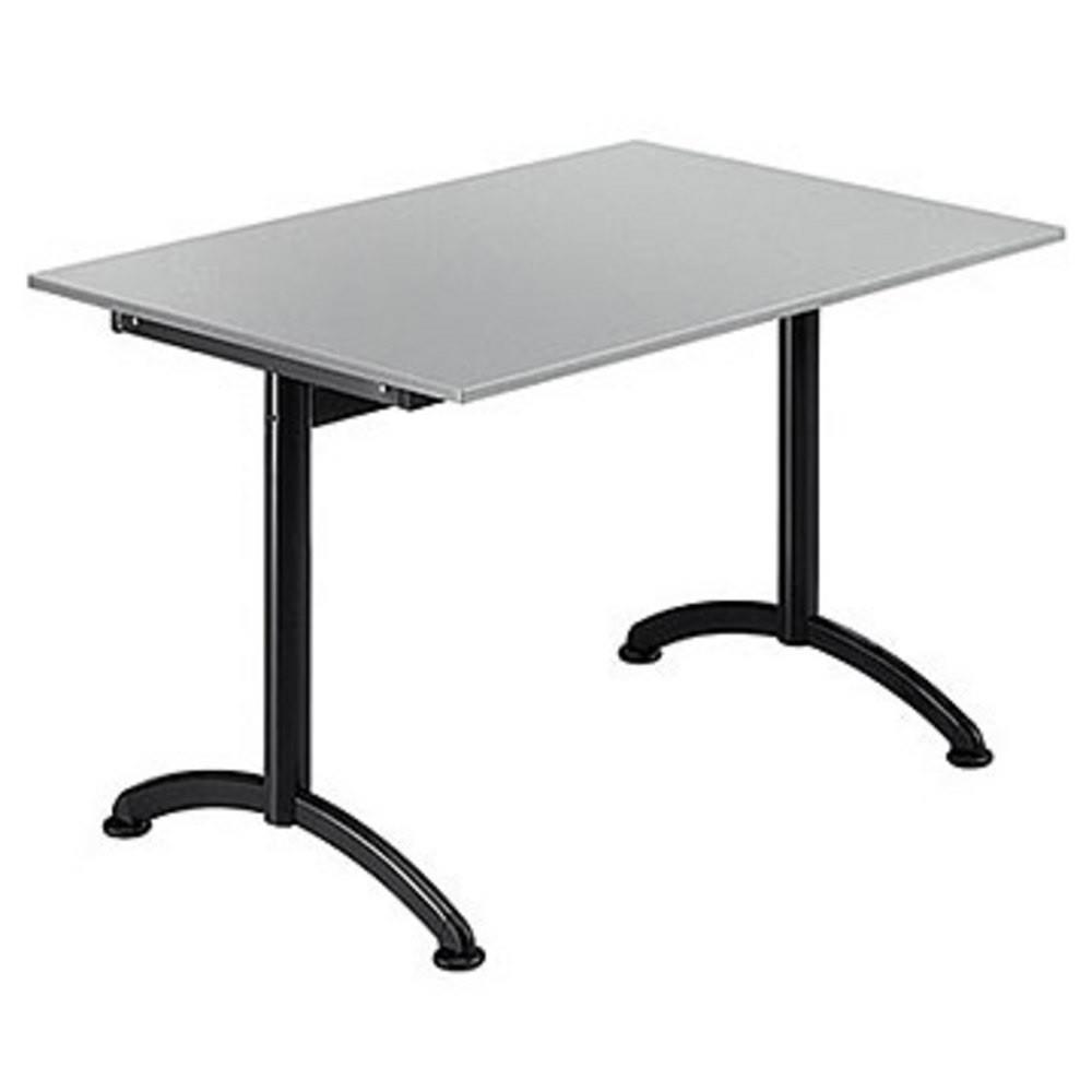 Table Cafeteria - L 120 x P 80 cm - plateau gris - pi�tement noir