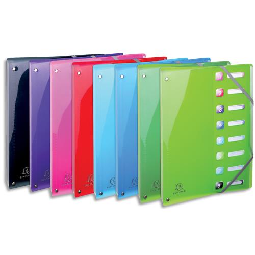Trieur Exacompta - en polypropylne - 8 compartiments - A4 - fermeture par lastique - coloris assortis