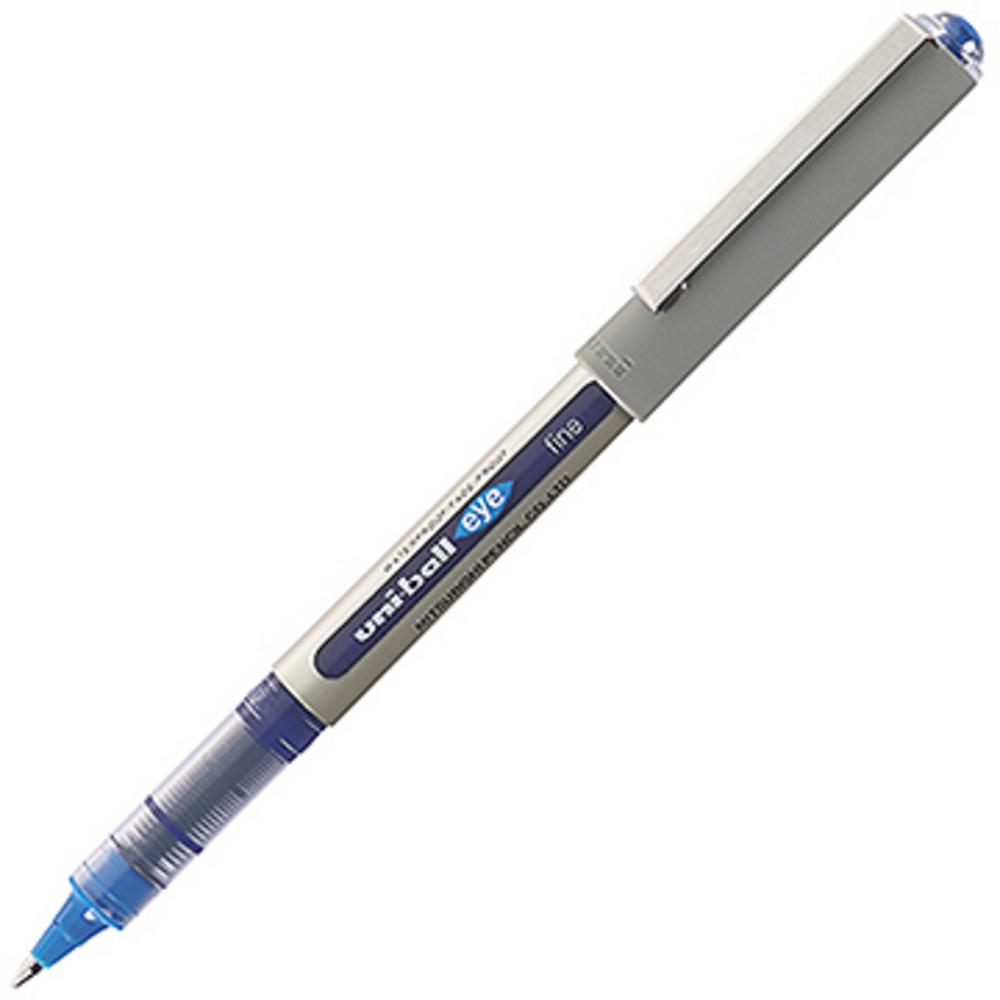 Stylo roller - Eye UB-157 - pointe fine - corps en polypropylne argent - encre bleue