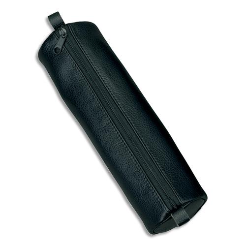 Trousse ronde en cuir Juscha - 21 x 6 cm - noir