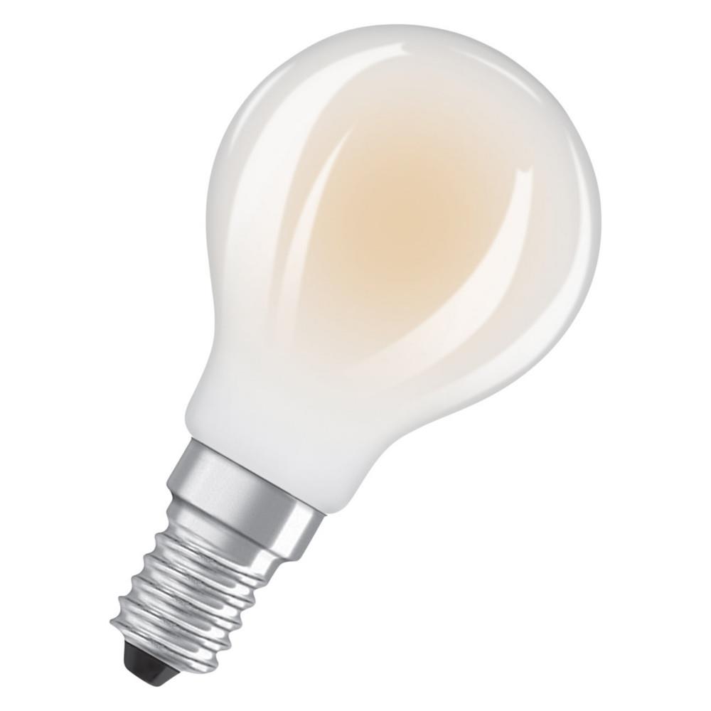 Ampoule LED Osram E14 Sph�rique opaque 1,2 W - 255 lm - Blanc chaud 2700K - Equivaut 25 W