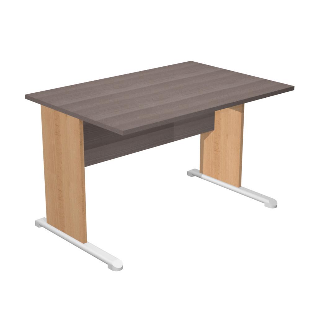 Bureau droit Pulse Bois - L120 x P80 cm - Plateau Cendre - Pieds en L H�tre