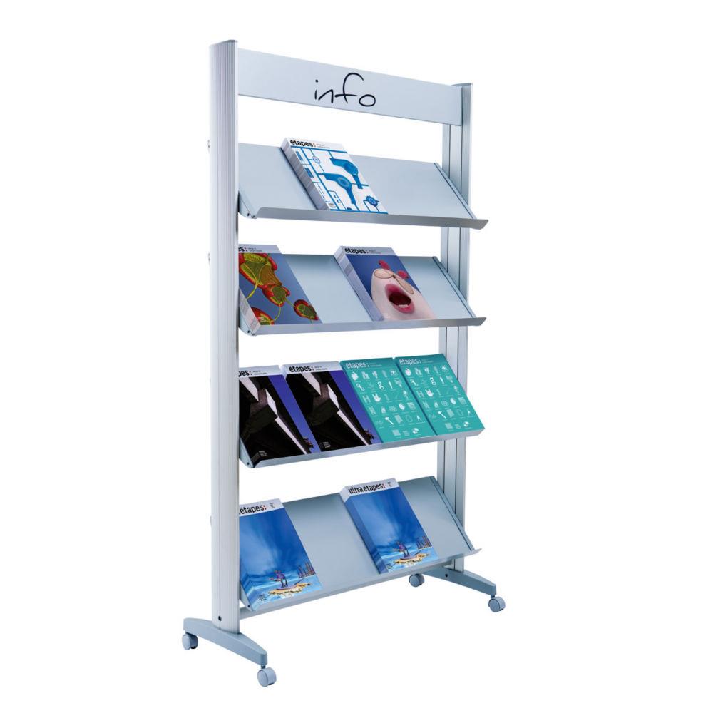 Prsentoir de documents mobile Paperflow - 16 documents A4 - Tablettes mtal - Gris