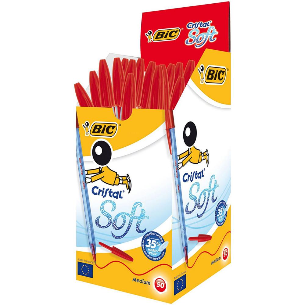 Stylo bille Bic Cristal Soft - criture moyenne - rouge