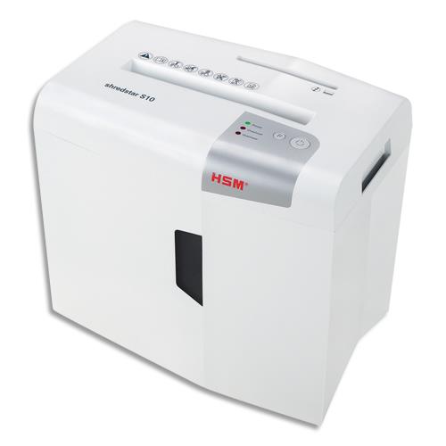 Hsm s10 destructeur de papier d�coupage en bandes 58 db 22 cm argent, blanc