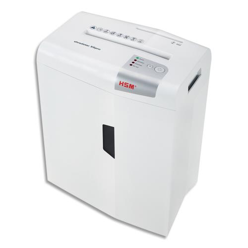 Hsm x6pro destructeur de papier d�coupage en particules 58 db 22 cm argent, blanc