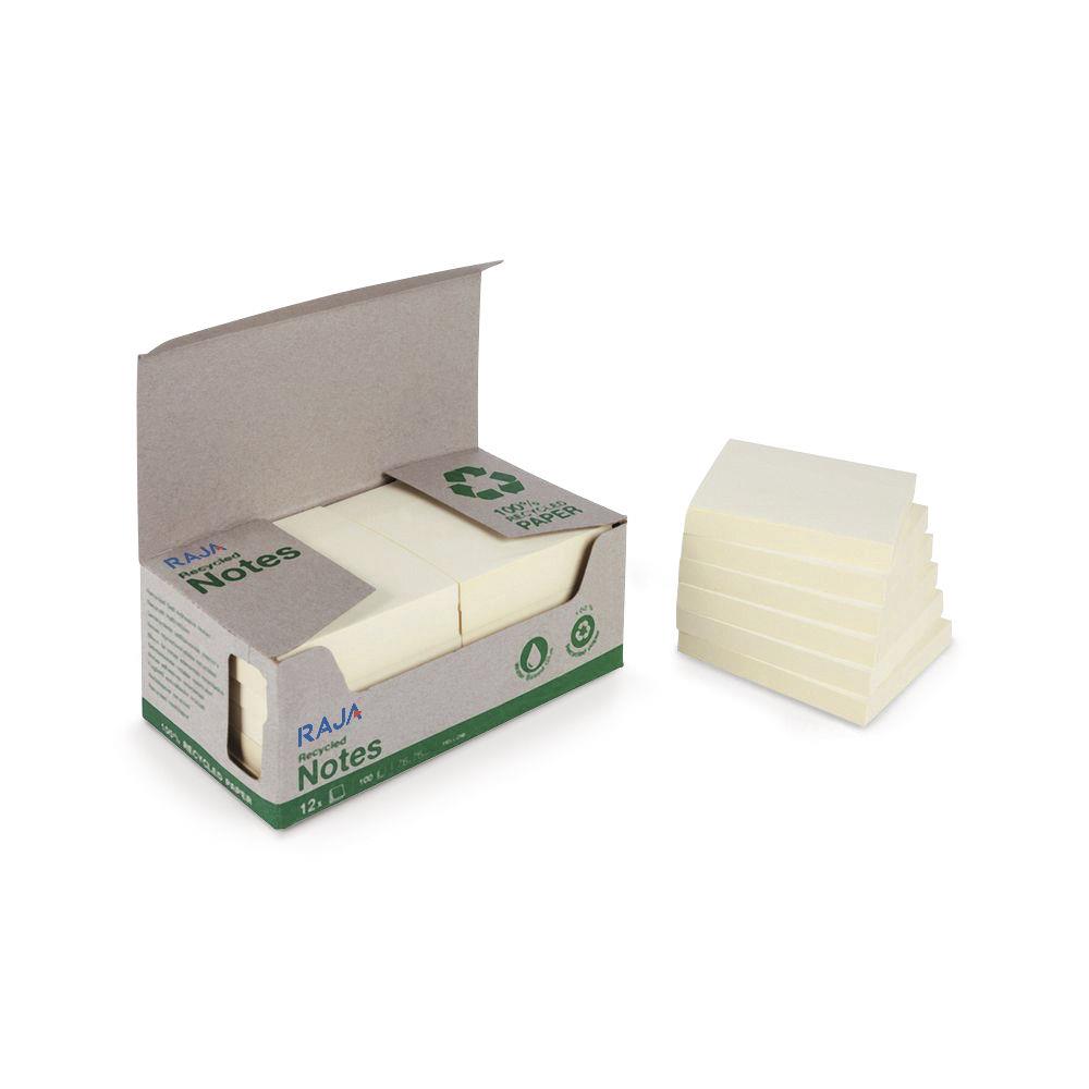 Notes auto-adhsives recycles - 38 x 51 mm - 70 g/m - jaune pastel