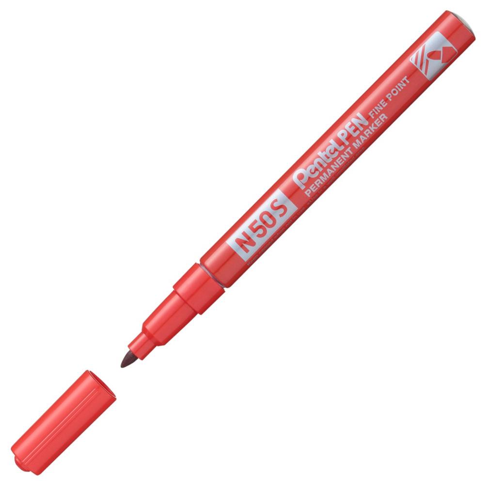 Marqueur permanent Pentel N50S - pointe ogive trait 1mm - rouge