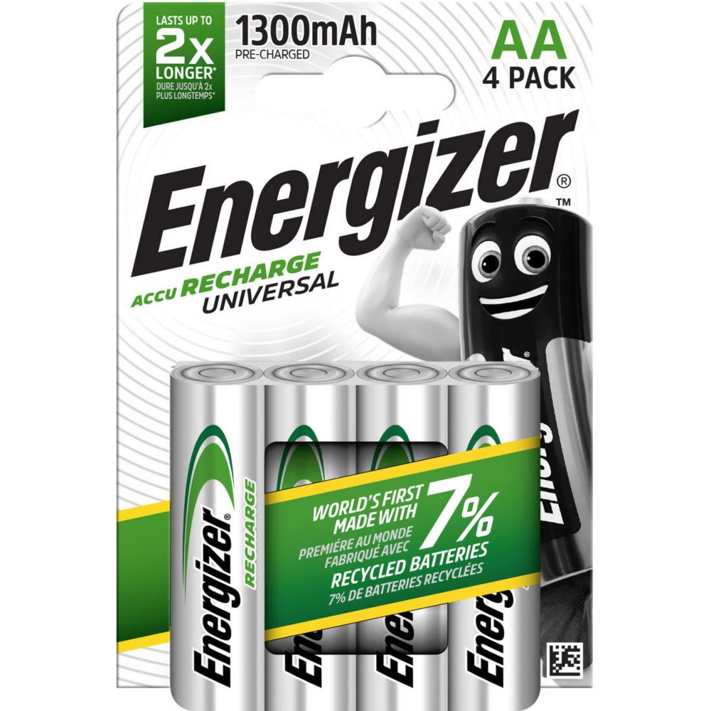 Pile rechargeable AA / HR6 Energizer Universal - 1300 mAh - Lot de 4