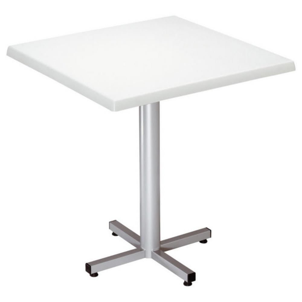 Table Brown plateau carr 70x70cm Blanc - Pied central Aluminium
