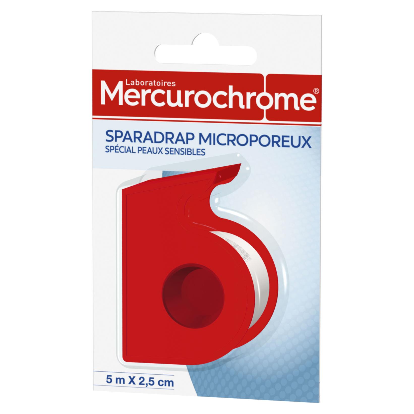 Sparadrap microporeux Mercurochrome - 5mx2,5cm